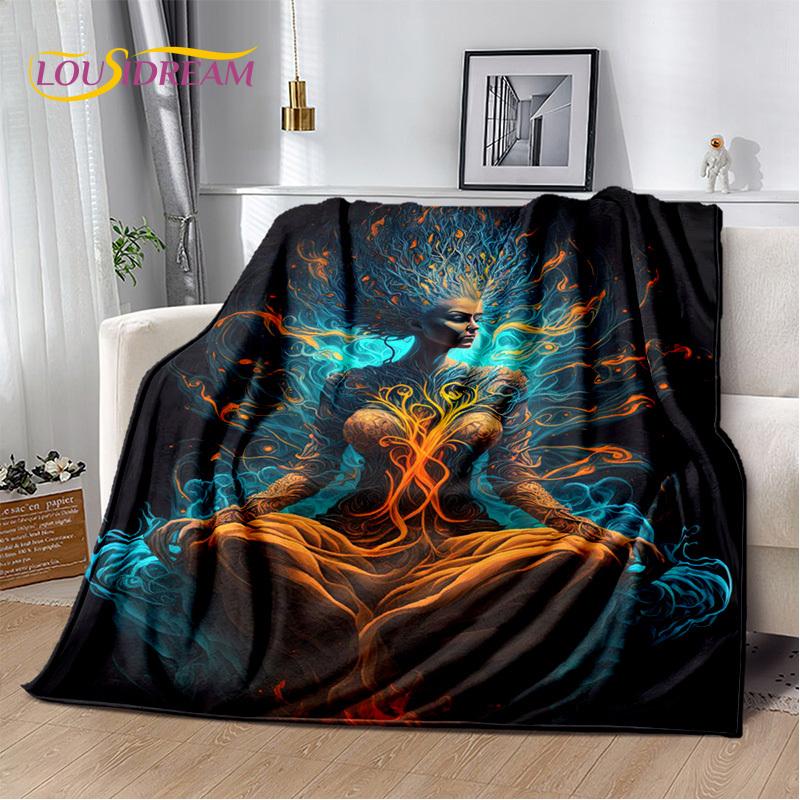 3D Yoga Zen Naturalize Meditation Rainbow 7 Chakra Blanket,Flannel Throw Blanket for Home Bedroom Bed Sofa Picnic Office Hiking