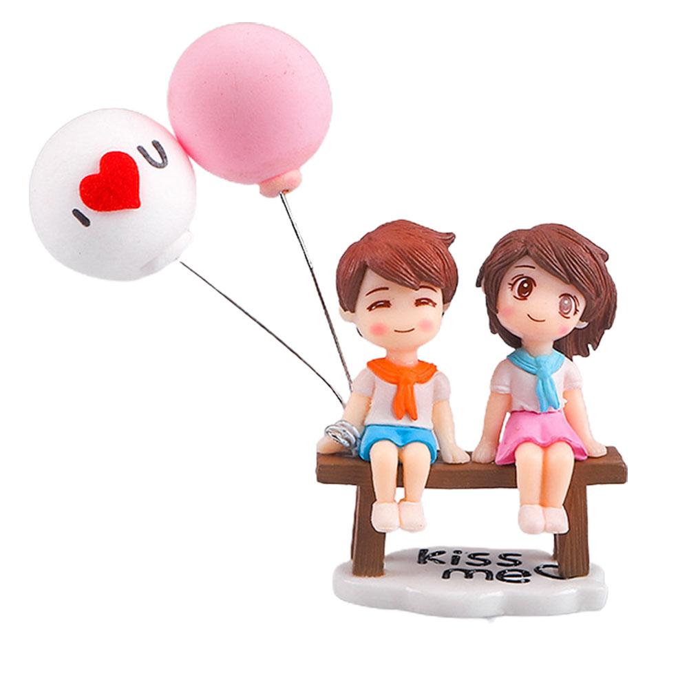 Anime Couples For Car Ornament Model Cute Kiss Balloon Figure Auto Interior Decoration Pink Dashboard Figurine Accessories Y8H2
