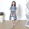 2025 European & American Style Blue & White Porcelain Spaghetti Strap Sleeveless Dress for Girls