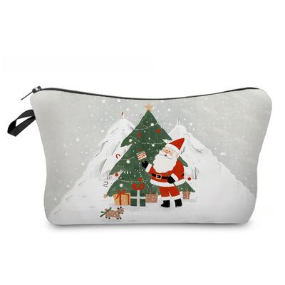 Women Santa Claus Print Cosmetic Bag Toiletries Organize Travel Storage Case 6866
