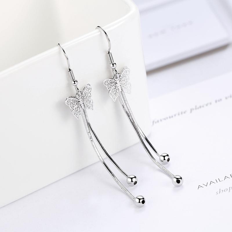 Womens Vintage Korean Fashion Elegant Anti-allergy 925 Silver Plated Mini Simple Ear Hook Earrings Female Long Ear Jewelry Gifts