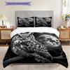 Owl Pattern Bedding Quilt Set Quilt Cover Pillowcase Home Decoration Birthday Gift (1 * Duvet Cover + 2 * Pillowcase, Without Core)