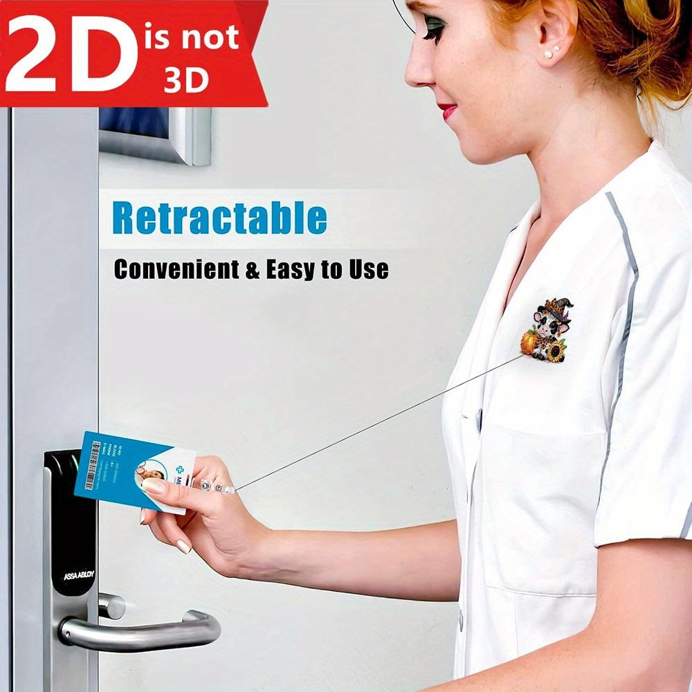 Cute Cow Badge Reel - Floral Bow Design, Scalable Clip for Nurses, Teachers, and Office Staff.