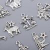 4x12PCs Antique 12 Zodiac Charms Pendant Jewelry Making Craft Antique silver