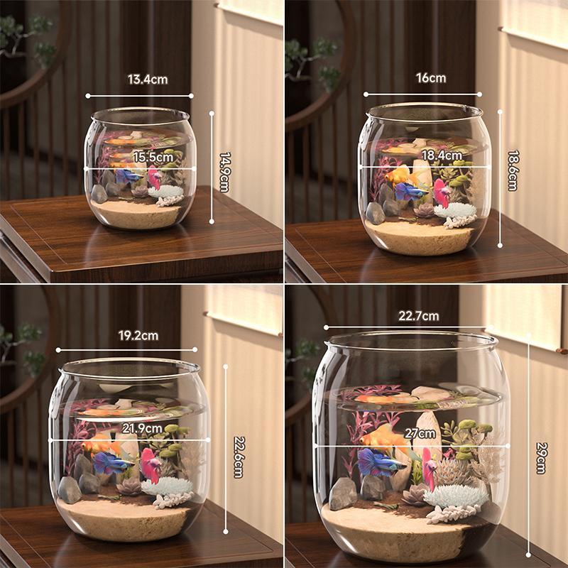 NEW Plastic Clear Round Fish Bowl Aquarium Keeper Tank Vase Pot Biotope Aquariums Tabletop Ecological Fish Tank Fall-resistant