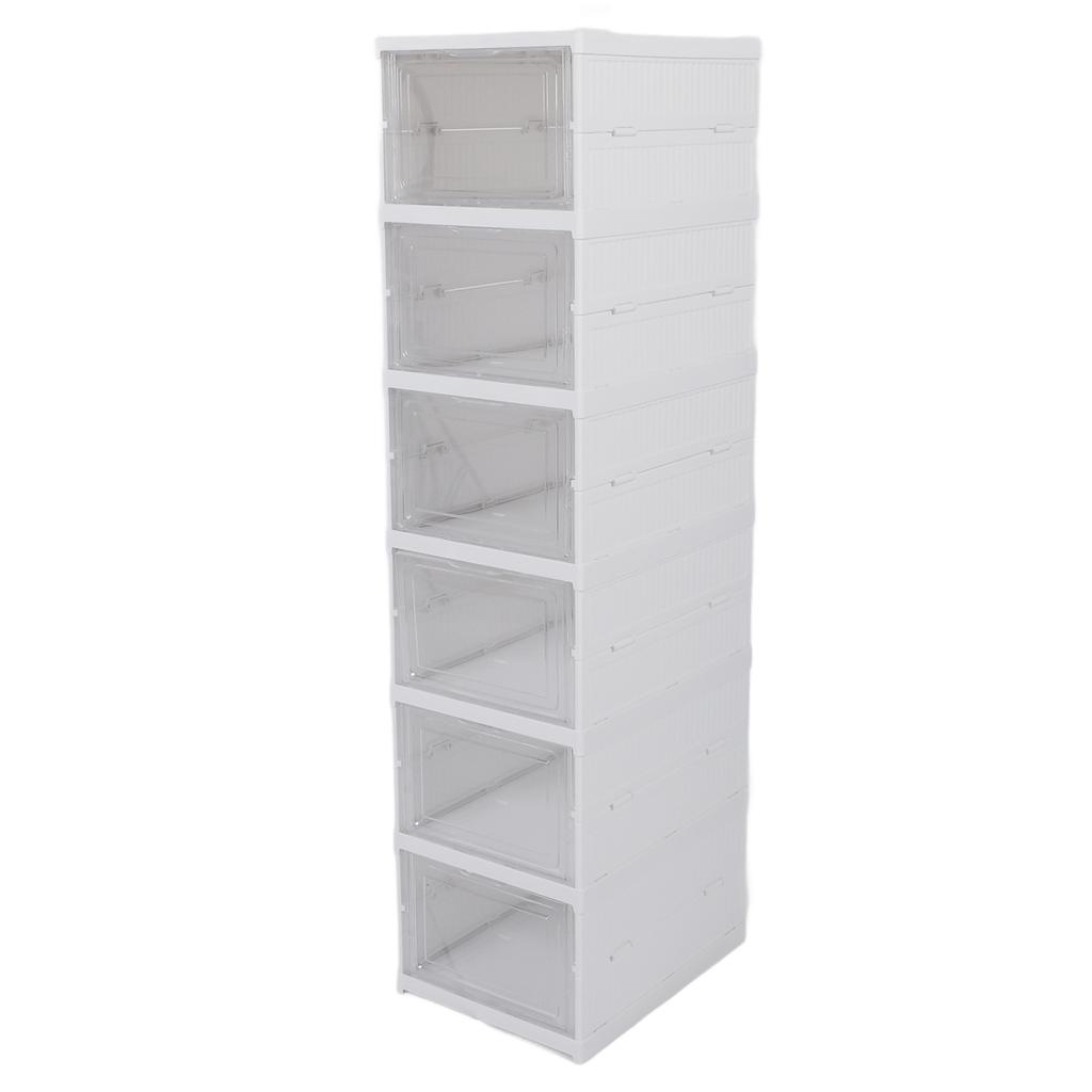 Shoe Storage Box Collapsible Clear Plastic Stackable Shoe Organizer for Closet Space Saving