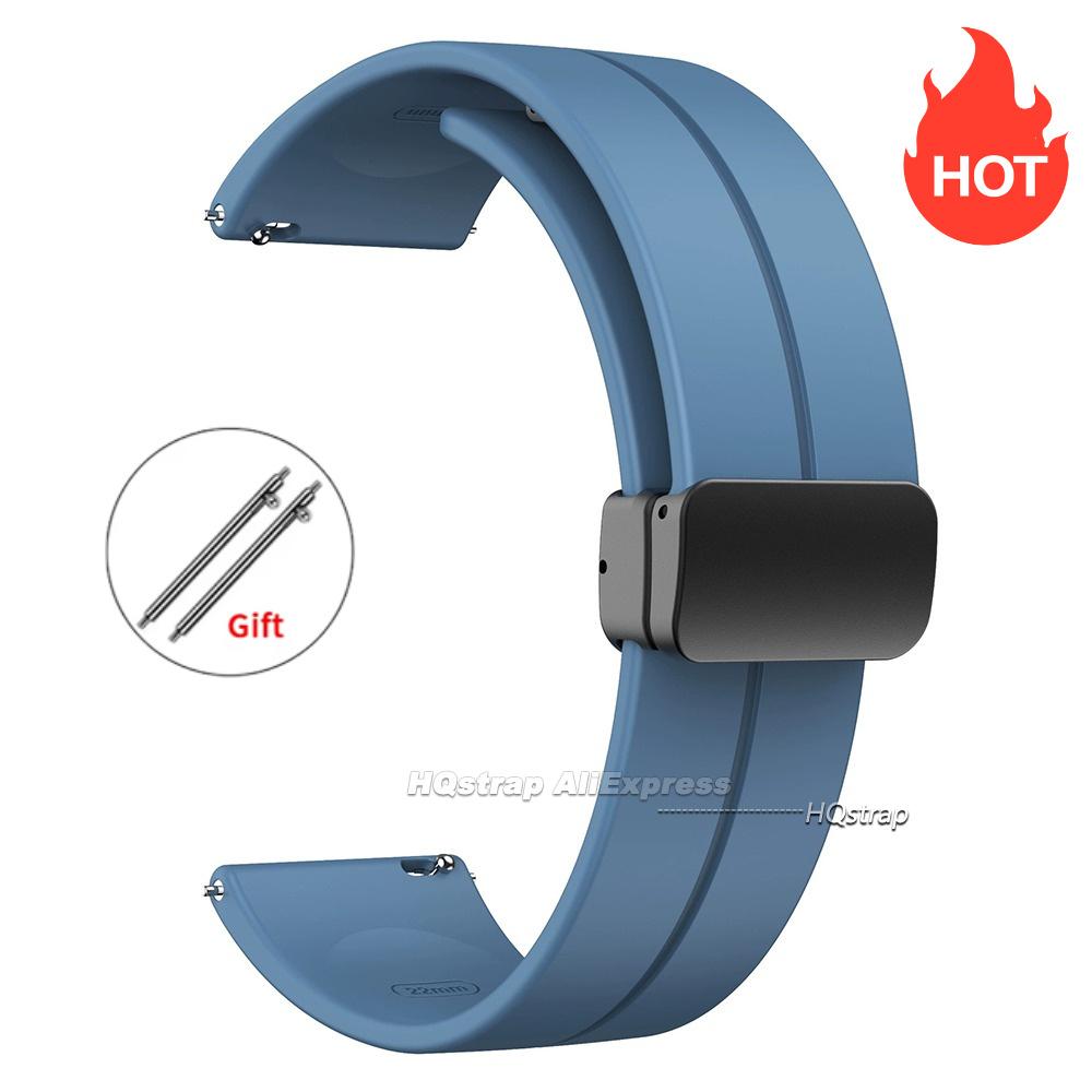 Magnetic Silicone Watch Strap 18mm 20mm 22mm Bracelet Magnetic Metal Buckle Wristband Quick Release Men Women Band Accessories