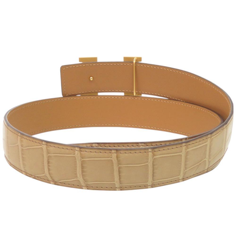 Used AUTHENTIC HERMES Constance H-Bucklebelt Beige alligator