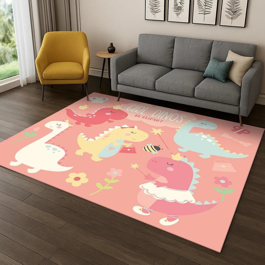 Dinosaur Cute Dino Cartoon Carpet Rug for Bedroom Living Room Sofa Home Doormat Kitchen Decor Bedroom Carpets for Living Room