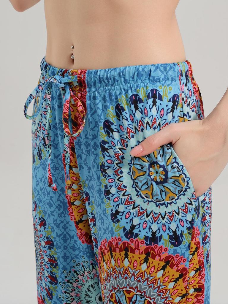 European and American Women's Plaid Print Casual Sleep Pants - Drawstring Loose Fit