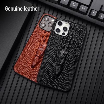Genuine Leather Dragon Head Case for Apple iPhone 14, 13 Pro, 12 Pro Max, and 11