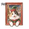 Magnetic Photo Frame Cute Cat Refrigerator Magnets, Christmas Kitty Frame, Lightweight Decals Retro Office Filing Cabinet Kitchen Holiday Decor