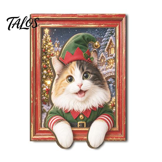Magnetic Photo Frame Cute Cat Refrigerator Magnets, Christmas Kitty Frame, Lightweight Decals Retro Office Filing Cabinet Kitchen Holiday Decor