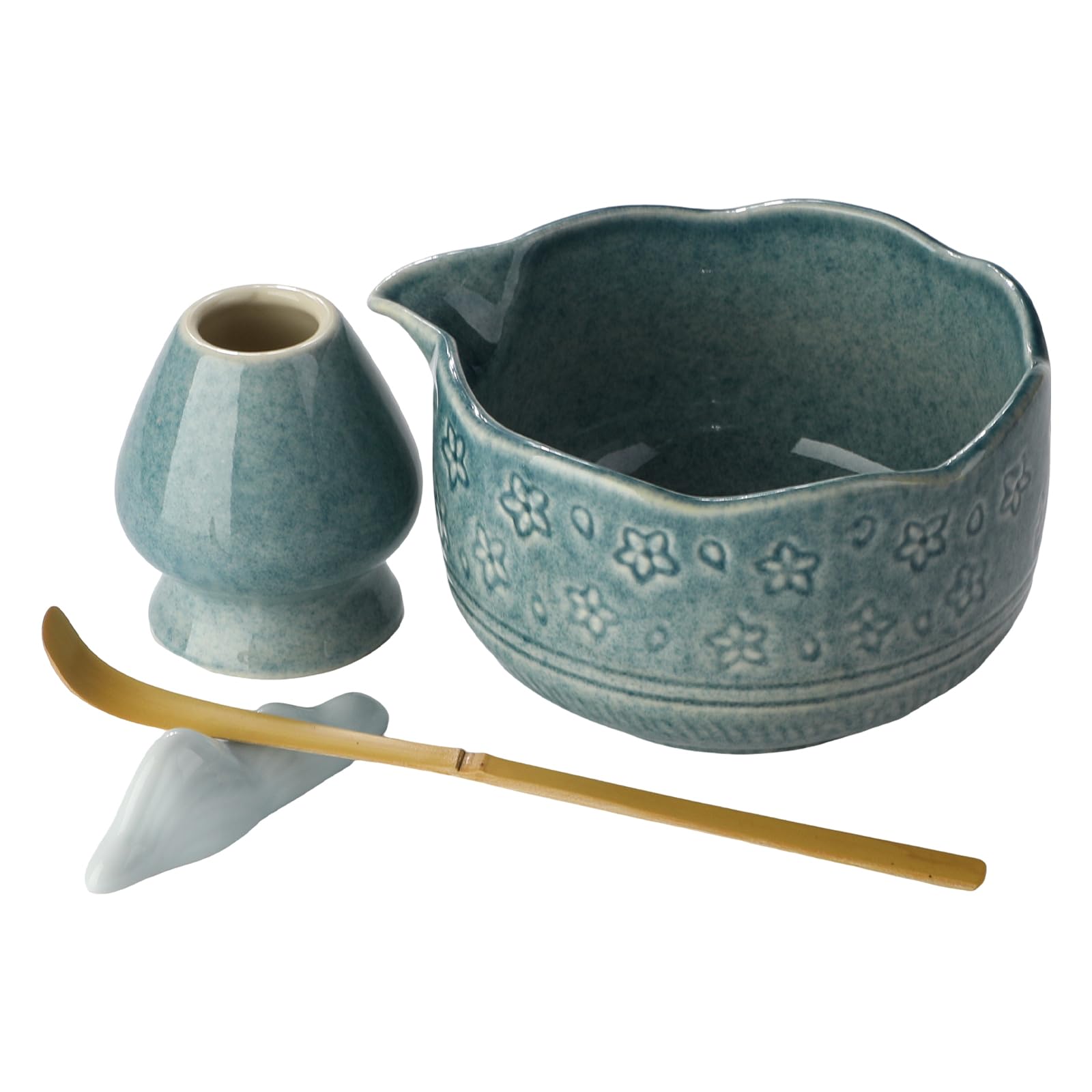 Matcha spouted tea matcha matcha tea matcha whisk matcha bamboo tea scoop for home tea Respect for the Aged cherry blossom bowl, bowl, set, bowl, синий