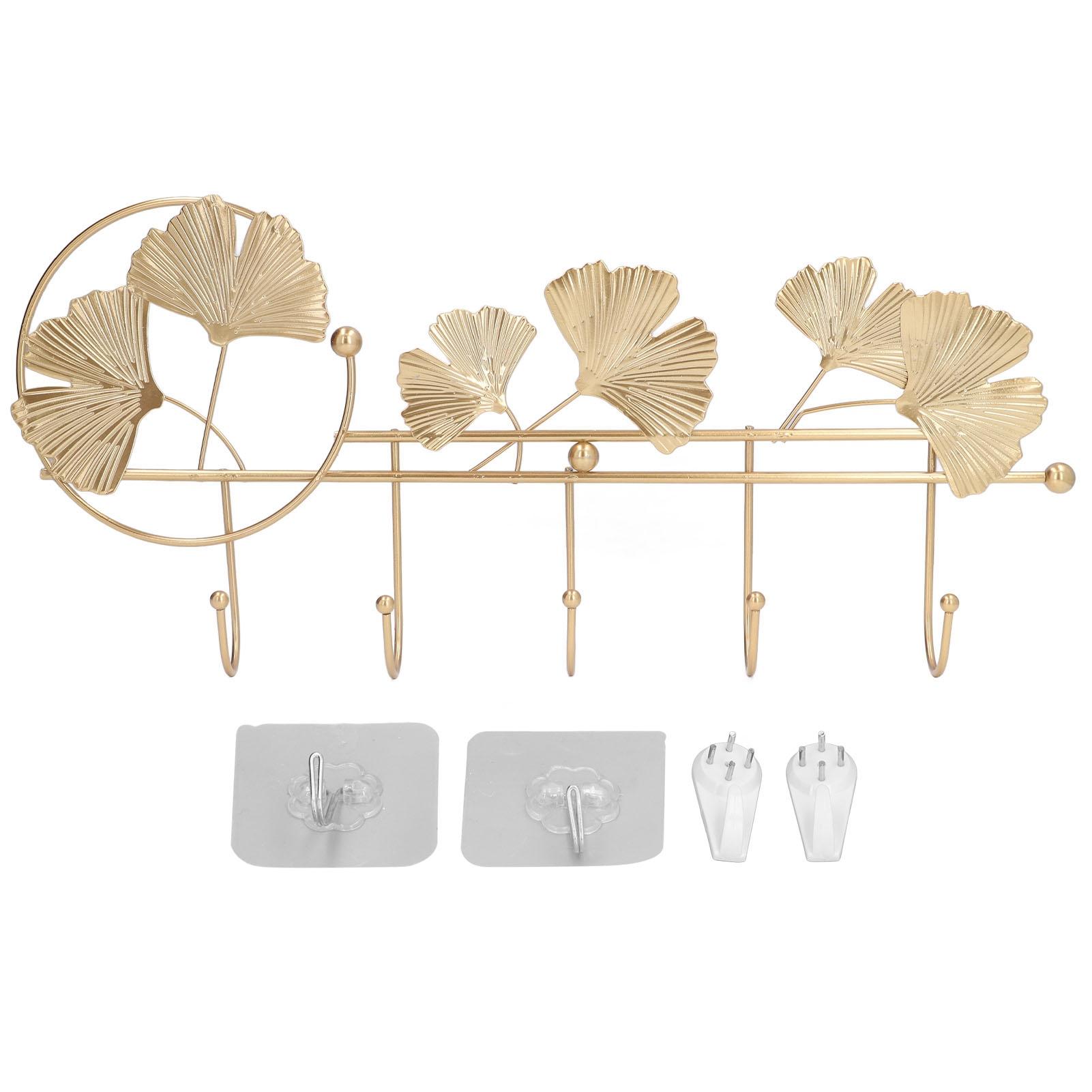 Mfyspace Wall Coat Rack Ginkgo Leaf Design Simple Elegant Style Wide Application Wall Mounted Coat Rack For Clothes Hat Keys