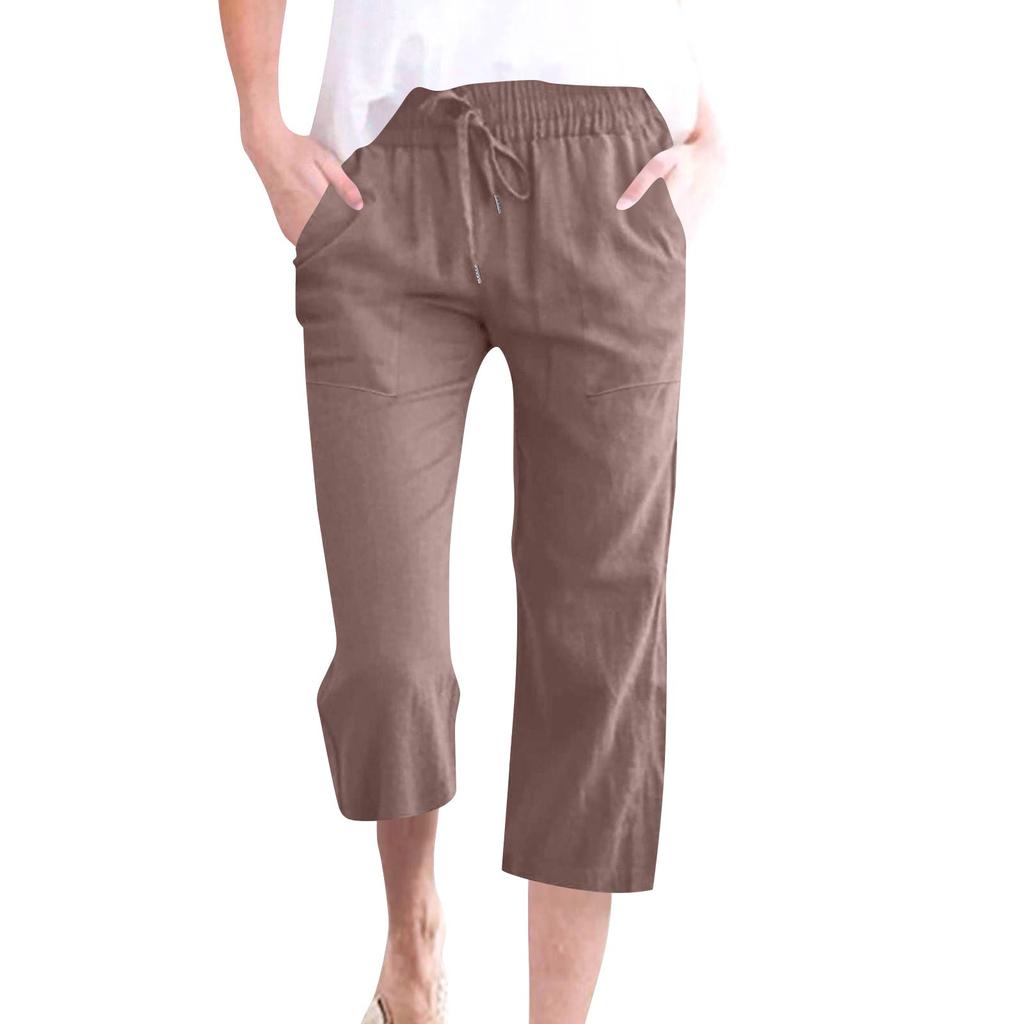 Women's Casual And Fashionable Color Loose Pants With Pocketes