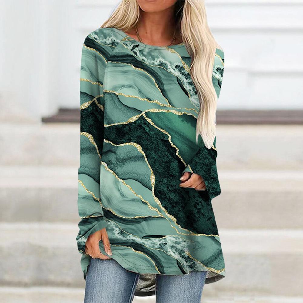 Léto Ženy Top Tričko Abstraktní Proužky Malba Potisk Volný čas Dovolená Denně Domů Dlouhý rukáv Kulatý výstřih Základní