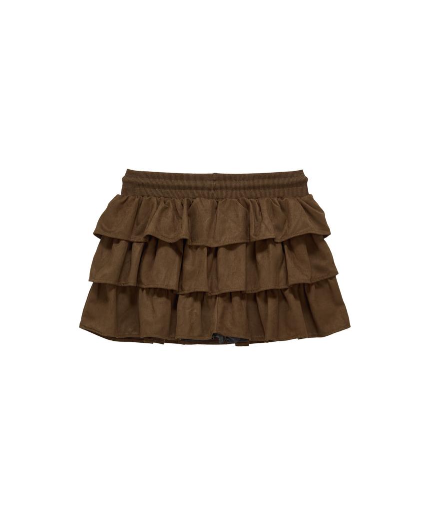 Pandora Fit Bony Cancan Suede Skirt (Brown)