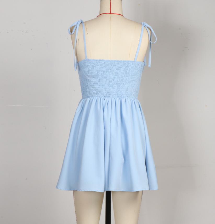 Spring/Summer Fashion: Sexy Strapless Waist-Cinching Lace-Up Short Dress for Women
