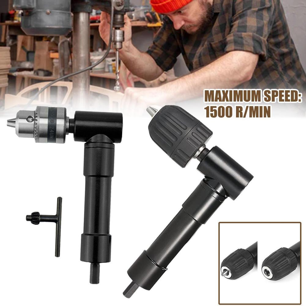 90 Degree Right Angle Electric Drill Chucks 3-claw High Precision Chuck Extension Accessories Conversion Angle Drill