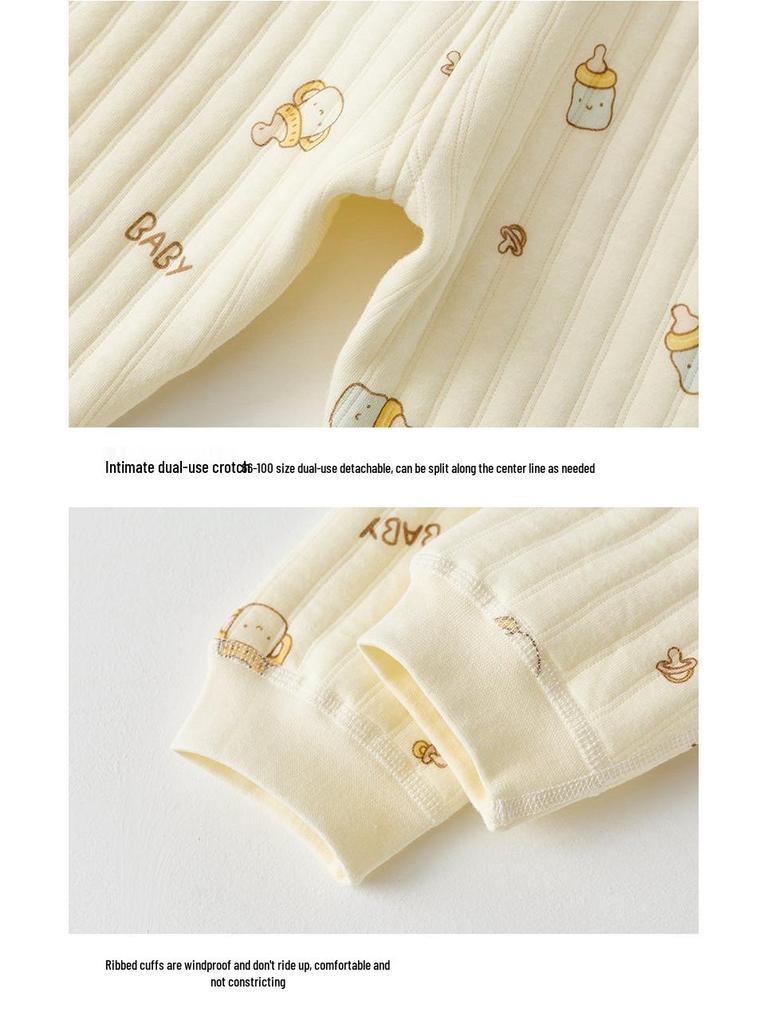 Seamless Pure Cotton Newborn Set: High-Waist Belly Protection, Warm Autumn Pants & Top