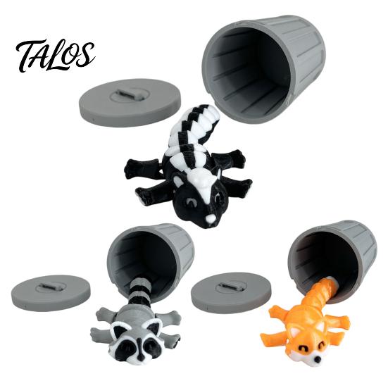Fine Detail Animal Sculpture Ornament, 3D Printed Flexible Joints Movable Figures with Stacking Cylinders, Stackable Storage Cylinders Bendable