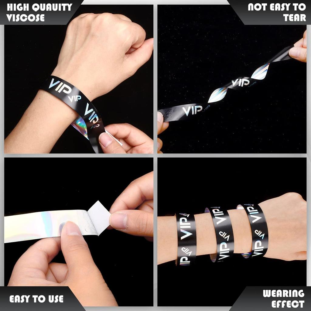 Teling 500 Pack VIP Plastic Wristbands Bracelets Party for Events VIP  Wristbands Plastic Bracelets Tear proof Waterproof Wrist Bands Arm Bands for