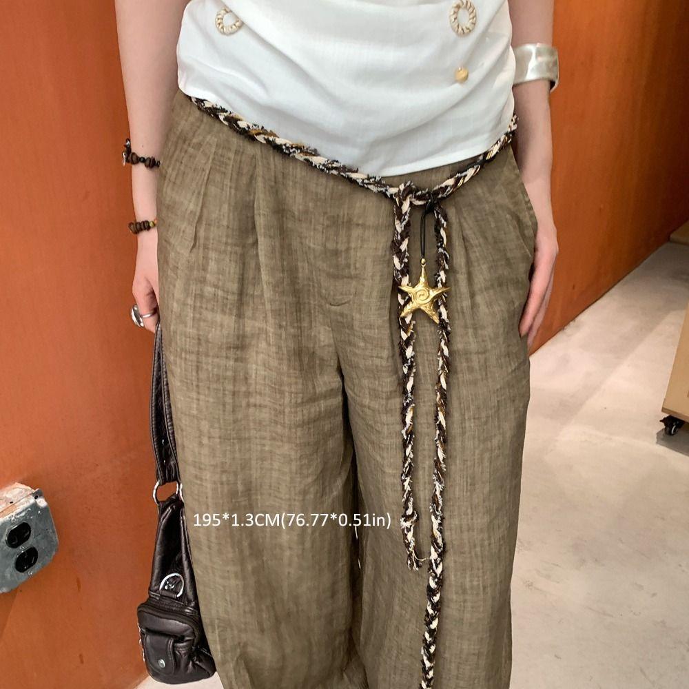 Starfish Pendant Belt Rope Clash Braided Decorative Belt New Waist Chain  Men Women