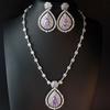 Luxury Teardrop Cubic Zirconia Jewelry Set Full Inlaid Zircon Necklace Earring Elegant Bridal Wedding Banquet Accessories
