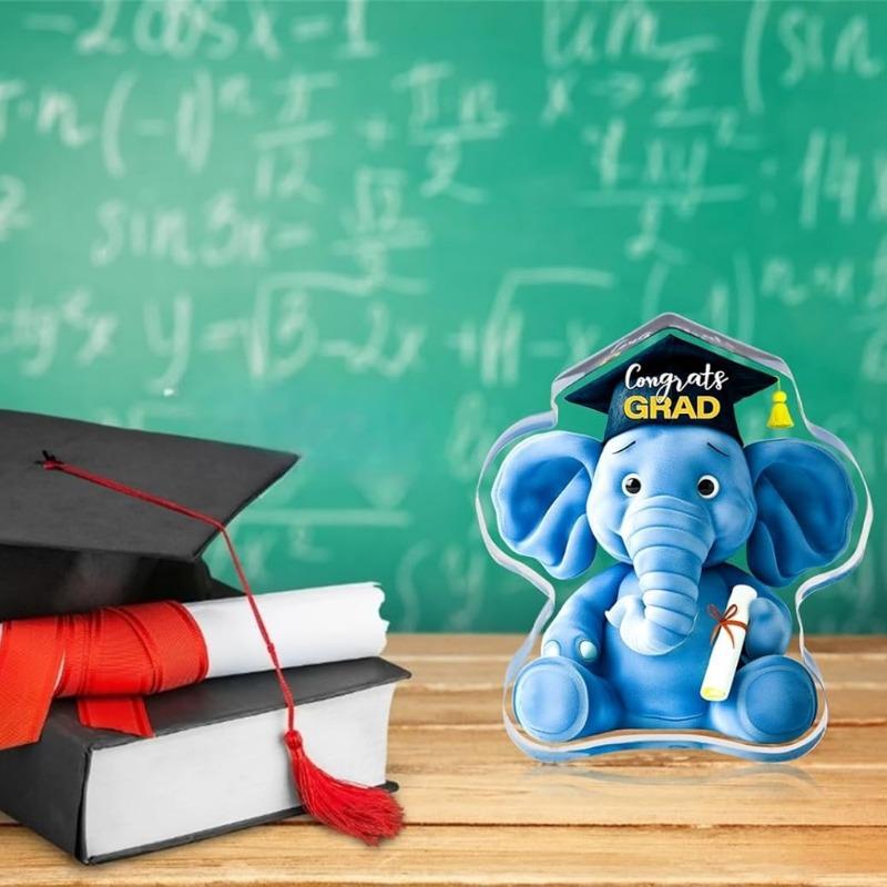 Personalized Acrylic Graduation Elephant Ornament, Unique Graduation Gift, Exquisite Graduation Desktop Center Decoration