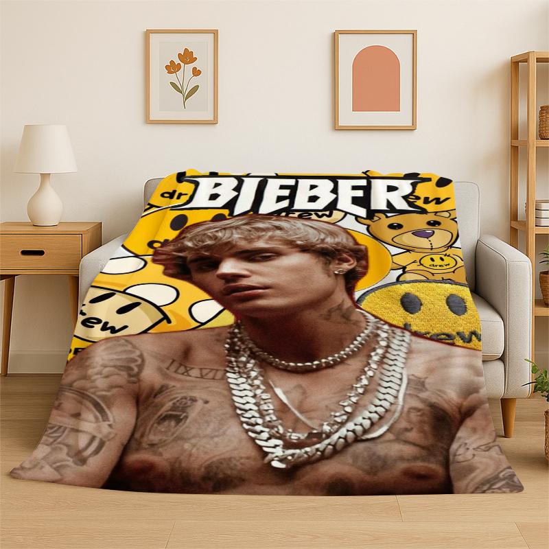 3D Singer Star Flannel Blanket Soft Warm Throw Blanket for Bedroom Living Room Bed Travel Camping Picnic Gift
