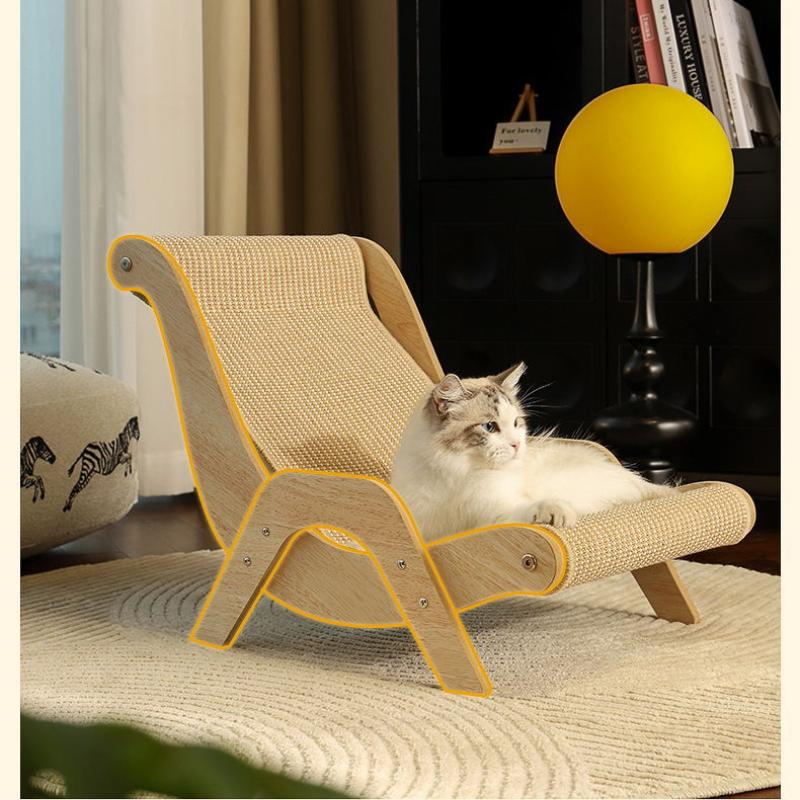 Sisal Cat Scratcher Bed Elegant Sturdy Cat Lounge Chair Rocking Cat Scratch Chair Pet Multi-Functional Scratcher Beach Chair