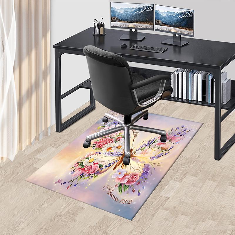 

Transformed by His Love butterfly Chair Mat: Office Carpet, Oversized Rug for Home Decor, Sofa Mat, Desk Pad Gift - Perfect for Bedroom, Liv 60cm by 90cm