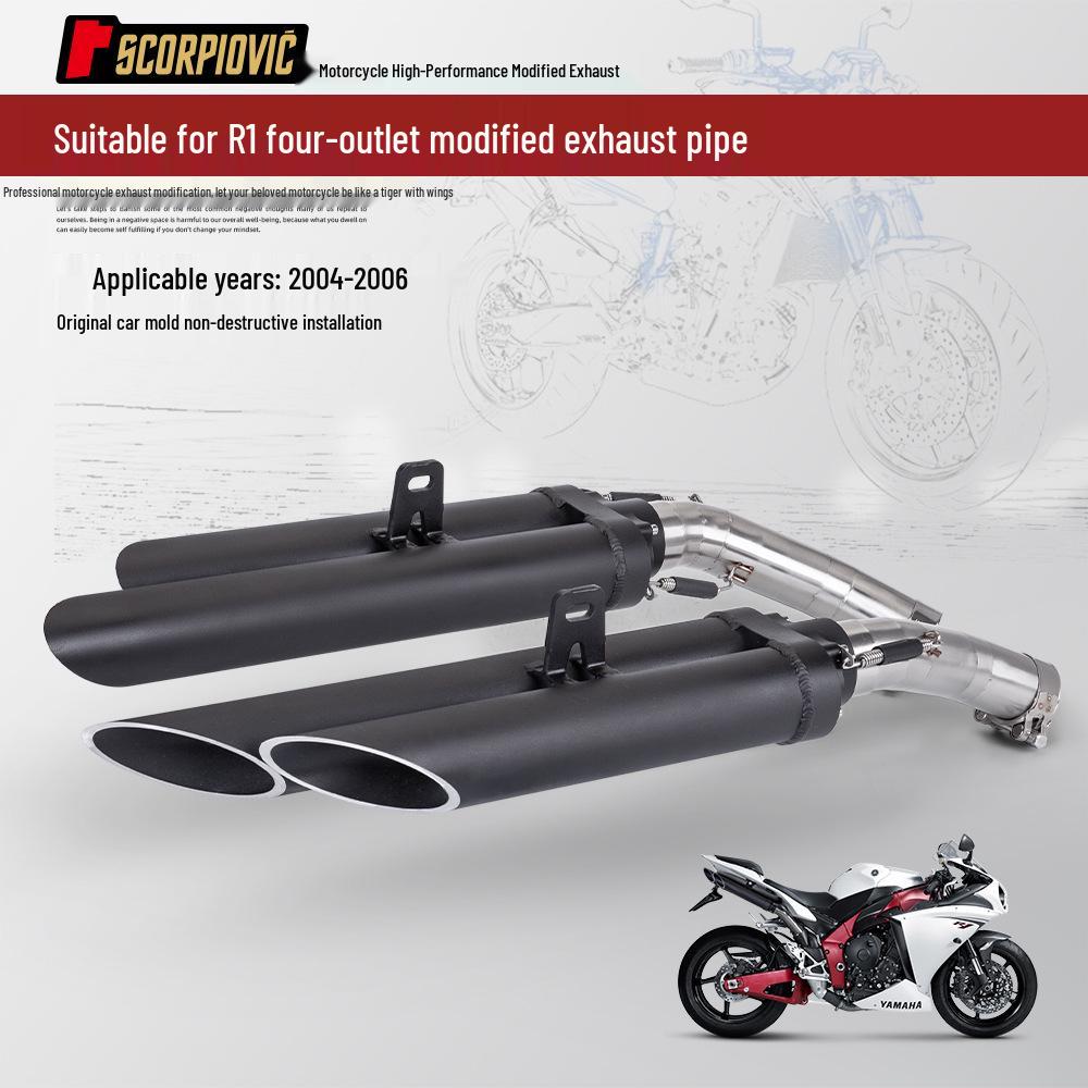 YZF-R1 Motorcycle Exhaust Pipe for 2004-2006: Modified Four-Outlet Mid & Tail Section