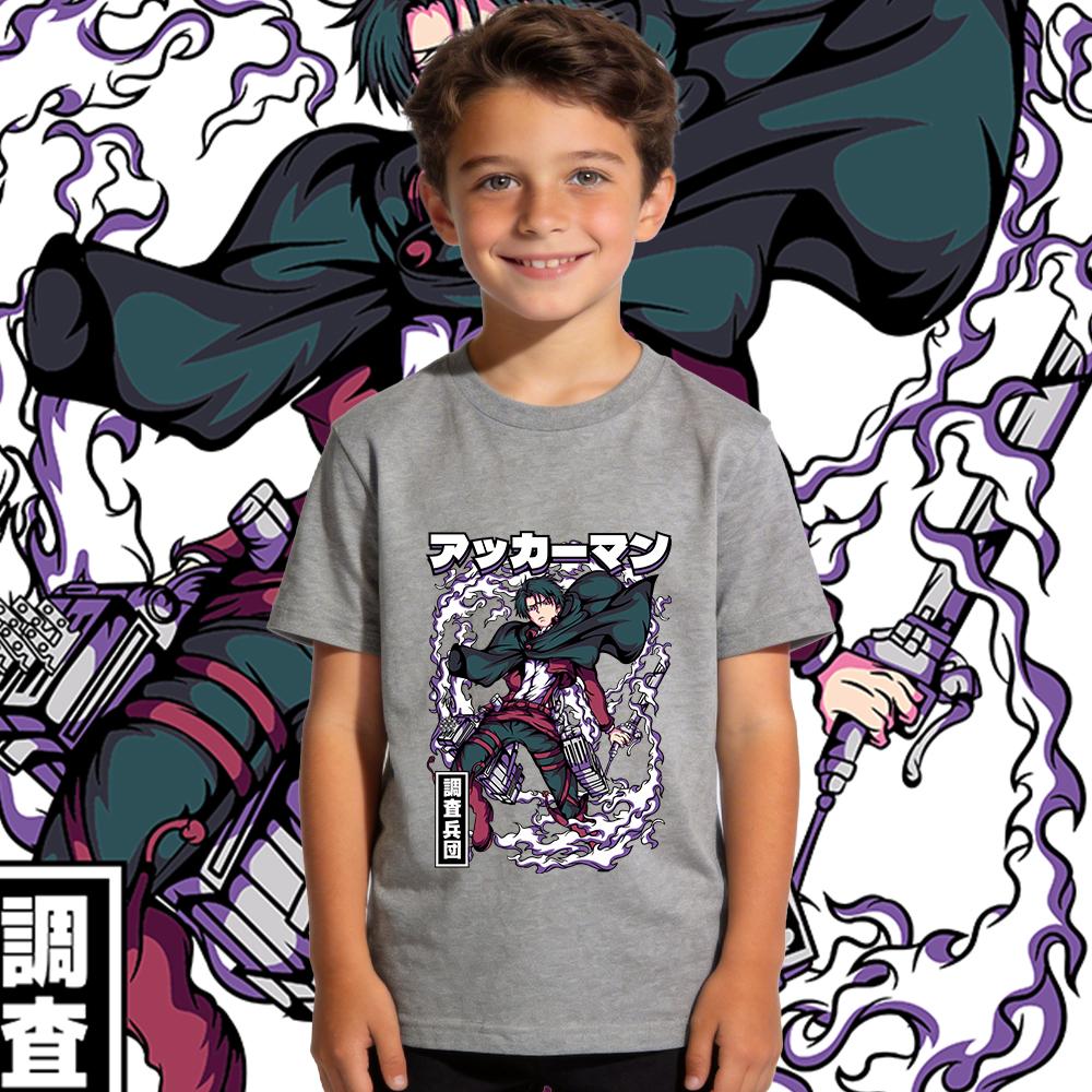 Aot Levi Anime Print Kids Cotton T Shirt Boys Girls Casual Short Sleeve Soft Breathable Summer Top Tee