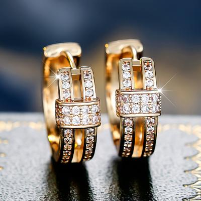 Squisita orecchini a cerchio in zirconia cubica per donna color oro piccoli orecchini a cerchio temperamento gioielli regalo