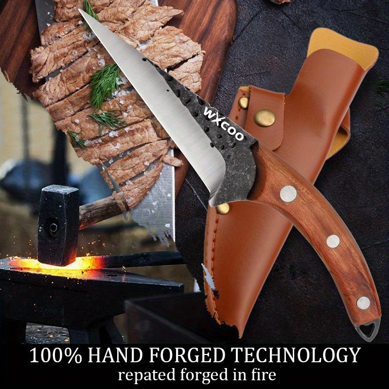3PCS Stainless Steel Kitchen Knife Forged Boning Knife Professional Chef Knife Handmade Meat Cleaver Butcher Knife