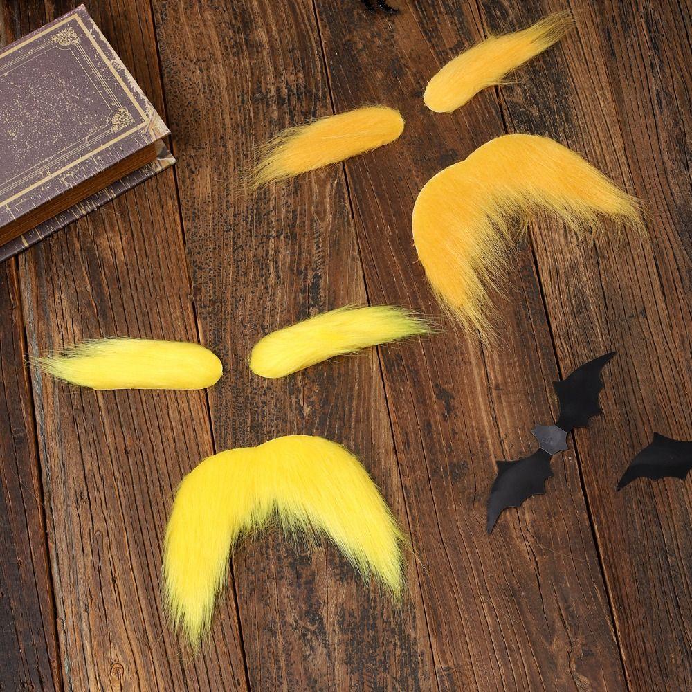 Self Adhesive Fake Beard Yellow Color Cosplay Outfit Accessories Mustaches Set  Outfit Styling