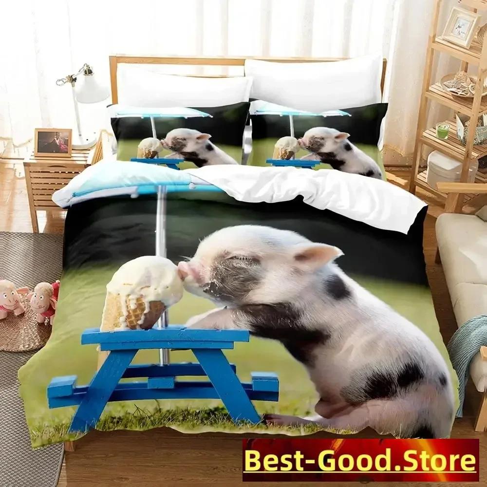 Pink Pig Bedding Set Single Twin Full Queen King Size Bed Set Aldult Kid Bedroom Duvetcover Sets Anime Parure De Lit Bed