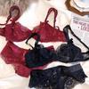 New sexy lace underwear women's big breasts show small and thin upper support anti-sagging breathable bra cover set