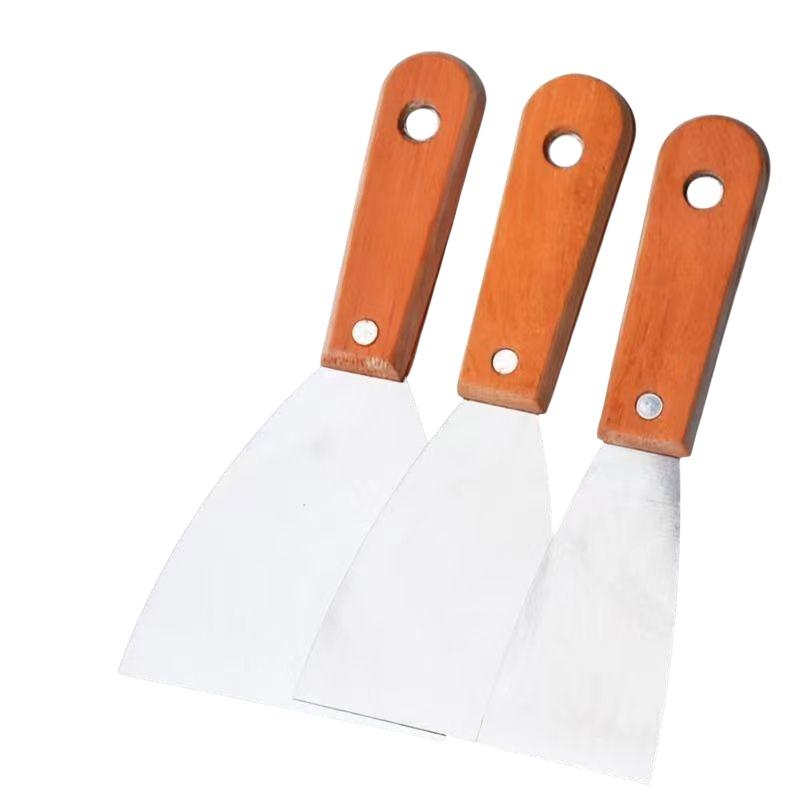 Putty Knife / Scraper Tool Set Rust Resistant Thick Stainless Steel Blades Wooden Handles For Drywall Repair Home Renovation