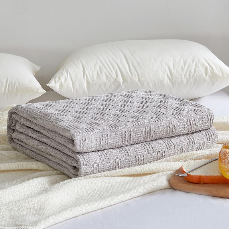 100% Cotton Wa Ffle Weave Blanket for Summer Air Conditioning Lightweight Towel Blanket