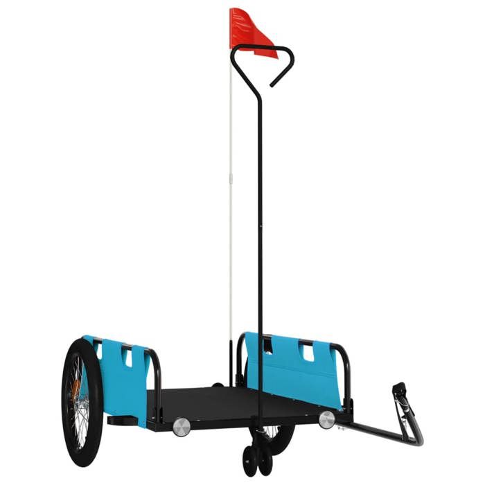 VidaXL Remorque de vélo bleu et noir tissu oxford et fer 94198