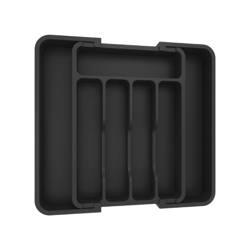 Cutlery Divider Tray for Kitchen Drawer Storage, Expandable Flatware Layout with 4 Compartment Access for Home