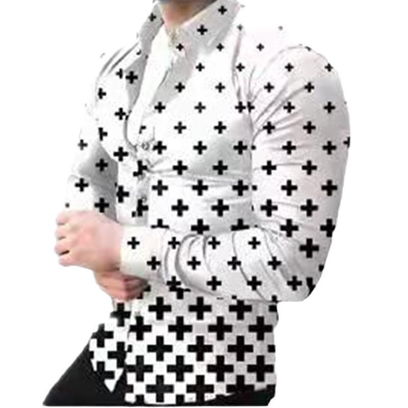 Men's Fashion Flame 3D Print Long Sleeve Shirts Turn Down Collar Button Up Party Streetwear Camisa Masculina Casual Blouse