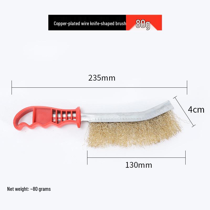 Stainless Steel & Copper-Plated Wire Brush with Plastic Handle for Rust Removal & BBQ Cleaning