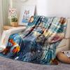 Ginger Cat Print Flannel Blanket, High Quality Comfortable for All Seasons, Home Decor, Warmth and Comfort, Perfect for Christmas Gifts