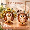 Whimsical Room Accessories Cartoon Animal Flower Vase, Desktop Storage Ornament with Highland Cow/Owl//Peacock/Hedgehog Design, Functional Tabletop