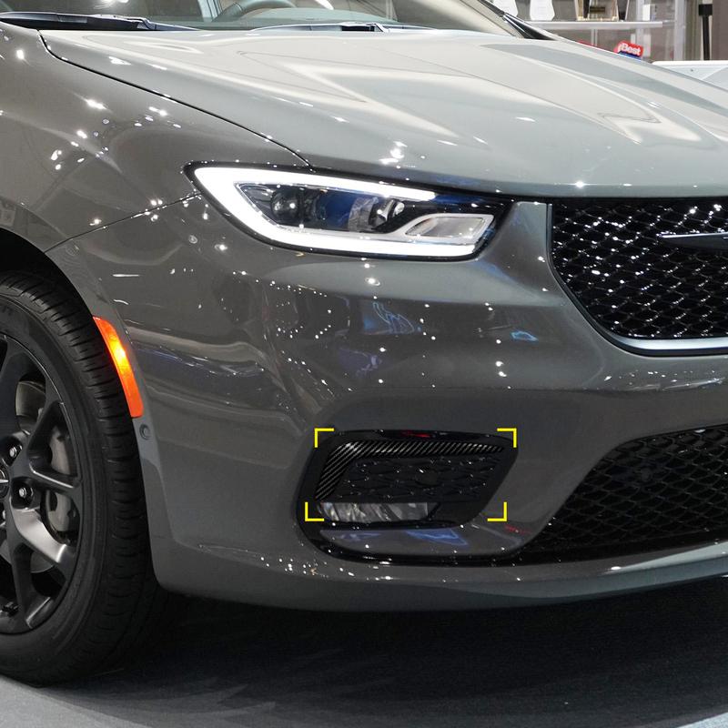 For Chrysler Pacifica - Car Accessories ABS Plastic Carbon Front Fog Light Lamp Cover Trim 2pcs