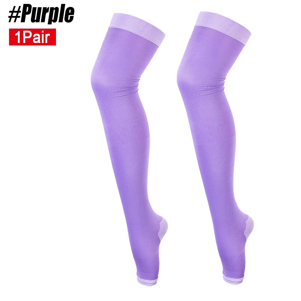 1Pair Women Beauty Slim Leg Compression Socks, Ultra-Thin Sleep Fat Burning Stockings for Sports, Yoga, Running, Travel, Flight